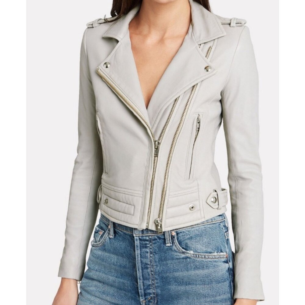 Iro Luiga Gray Leather Moto Biker Jacket